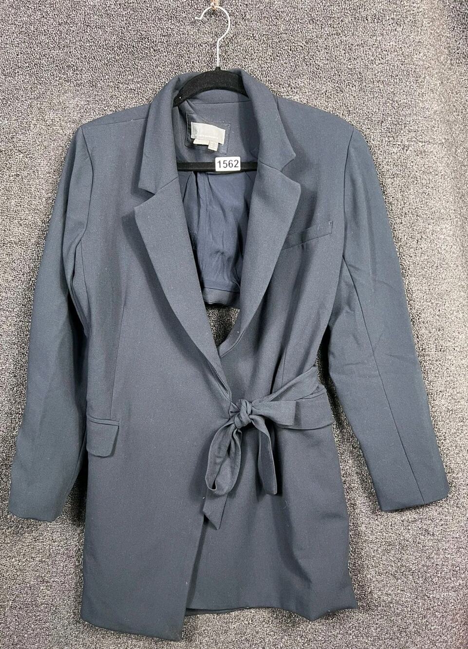 Anthropologie Long Wrap Coat Jacket Womens Size 8 Black Long Sleeve Open-Back